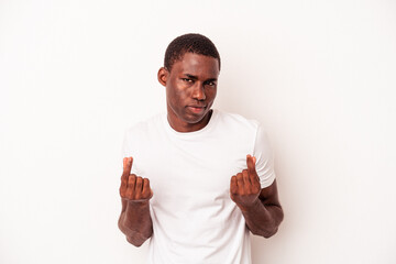 Young African American man isolated on white background showing that she has no money.