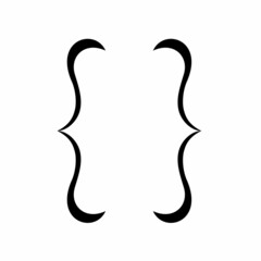 Curly braces icon for graphic design isolated on white background, Brackets symbolic elements. Vector illustration