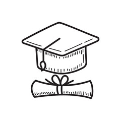 Graduation cap in doodle style suitable for education icon