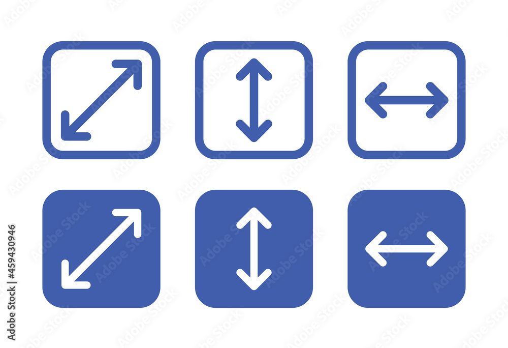 Poster Size, width and height icon. Extend and enlarge button vector symbol illustration.