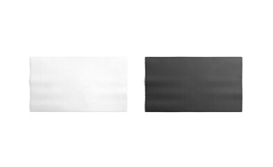 Blank black and white rectangle interior carpet mockup, top view