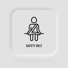 Safety seat belt thin line icon. Vector illustration.