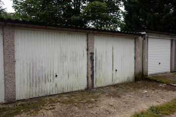 Fototapeta na wymiar Collection of Block of Garages Council Owned in England