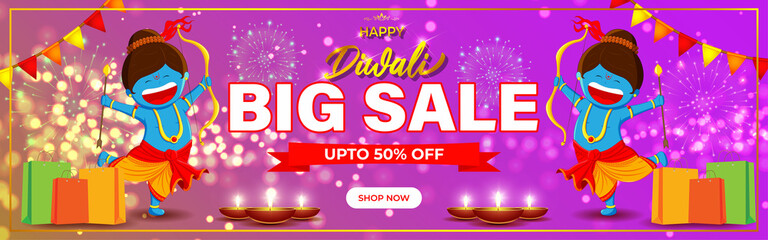 Naklejka premium Diwali Festive Season Sale banner, vector illustration offer banner, advertisement