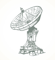 Vector drawing. Dish Antenna