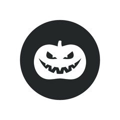 Pumpkin graphic icon. Pumpkin in the circle sign isolated on white background. Halloween symbol. Vector illustration