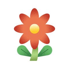 Botanical Floral Illustration with Stem and Leaf