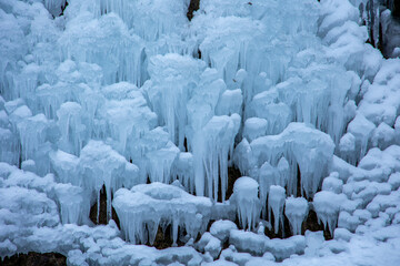 Fototapeta na wymiar Icefall in Rudawka Rymanowska, Poland