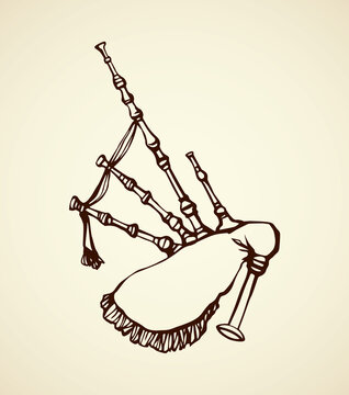 black line art bagpipes musical instrument clip art preview