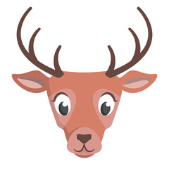 Deer face front view. Animal head in cartoon style.