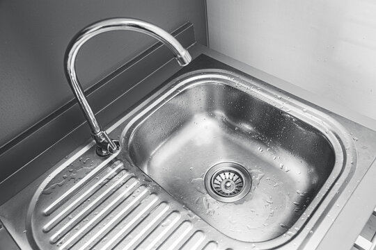 Stainless Steel Sink Basin For Washing Or Cleaning Utensil In The Kitchen