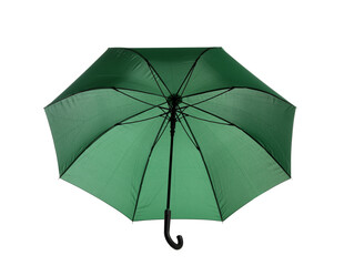 Stylish open green umbrella isolated on white