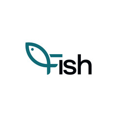 fish logo vector with abstract F letter design graphic