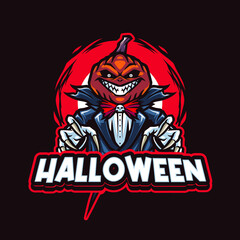 halloween monster skull logo game design template