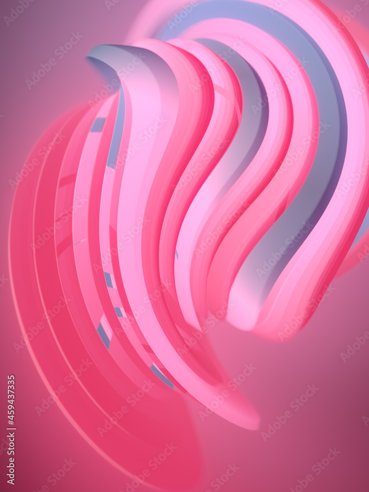 Poster modern wavy curved shapes with colored stripes, digital illustration. abstract geometric background.