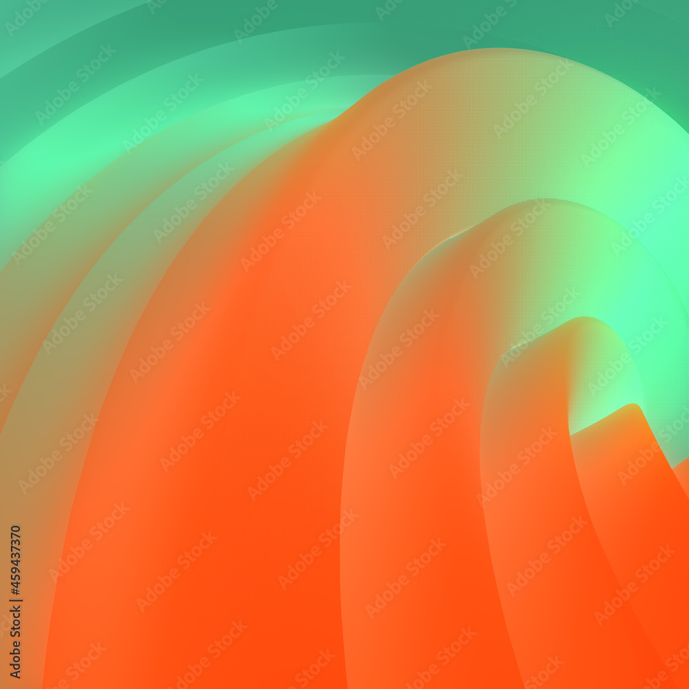 Fototapete Modern 3d rendering template for decoration design. Color fluid shape design element. Creative digital illustration