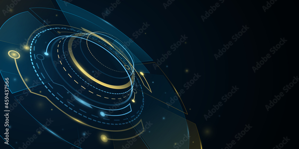 Poster digital 3d hud gui ui with light effects. futuristic, sci fi elements for user interface. virtual gr