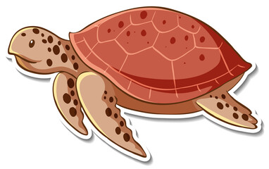 Sticker design with sea turtle isolated