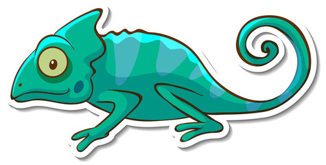 Sticker design with Chameleon Lizard isolated