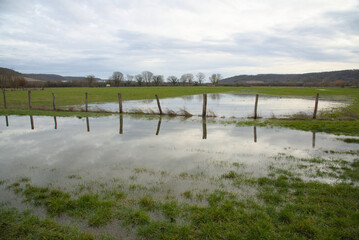 Prairie inondée en hiver