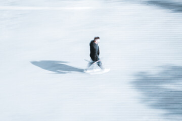 Naklejka premium blurred people walking on the street in Bilbao city spain