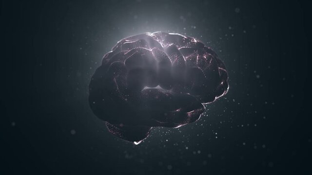 Animation graphic design of brain stem. Futuristic human brain interface concept. Scan technology. Neurons and neural connections 3D render. Neuronal activity