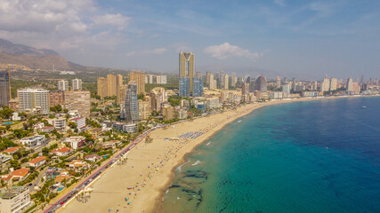 Playa de Poniente en Benidorm desde dron, Espa&ntilde;a