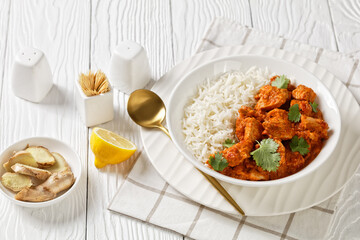 butter chicken, curry of spicy chicken with rice