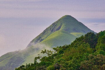 mountains with mist and clouds