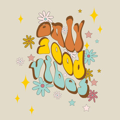 Retro 60s - 70s style with a rainbow hippie sun in a simple linear style. Naive boho style by hand, festival of colors and music, signs of peace and free love