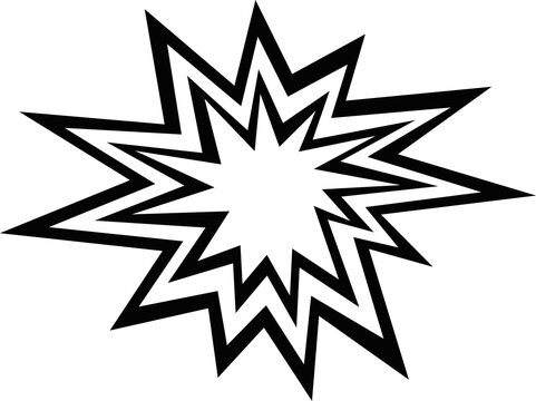 recommend clip art: Vector illustration of black and white outlines of explosive collision