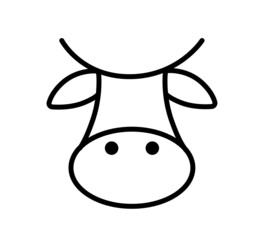 Cow head with horns icon, basic black line symbol. Vector illustration isolated on white background.