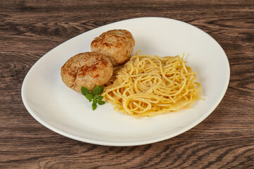 Spaghetti with homemade chicken cutlet