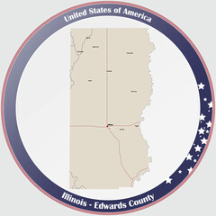 Large and detailed map of Edwards county in Illinois, USA.