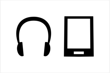 Communication set icon isolated. Stencil phone headphones clip art. Vector stock illustration. EPS 10