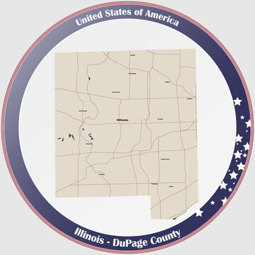 Large And Detailed Map Of DuPage County In Illinois, USA.