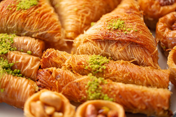 Close up of delicious baklava at a hotel buffet