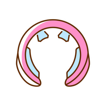 recommend clip art: Neck massage tool RGB color icon. Device for stimulating neck and shoulders. Relaxation and recreation. Body care. Relieve sore and pain. Isolated vector illustration. Simple filled line drawing