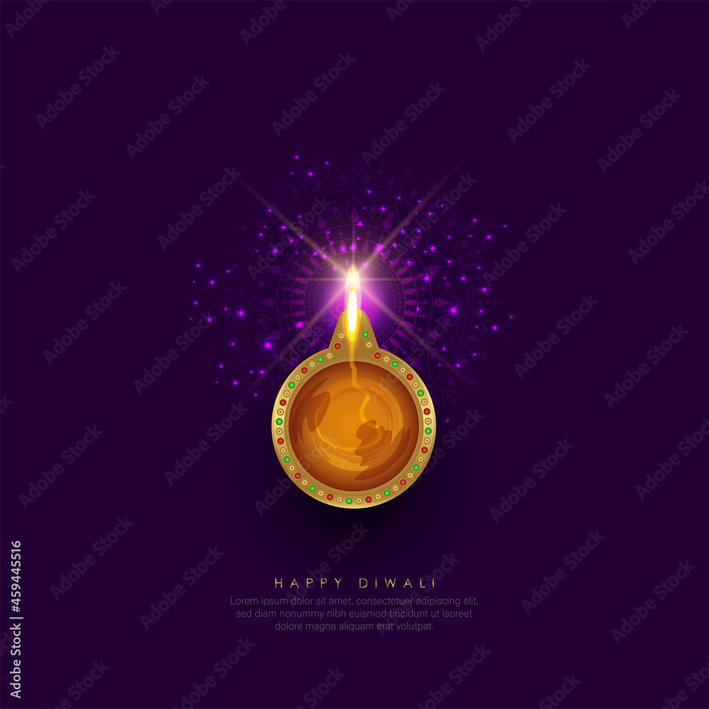 Wall mural abstract illustration of diya on diwali celebration.