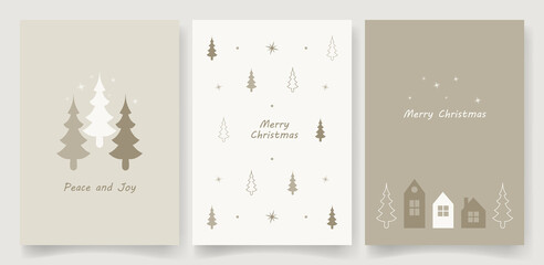 Hand drawn christmas and new year greeting card template