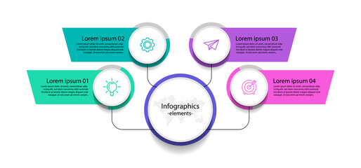 Presentation business infographic elements with 4 step