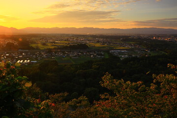 夕焼けの北上市街地