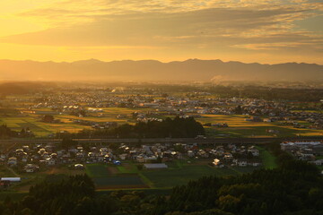 夕焼けの北上市街地
