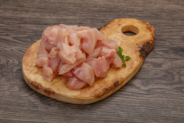 Raw diced chicken for cooking
