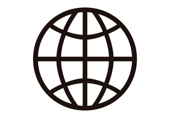 Icono negro de mundo en fondo blanco.