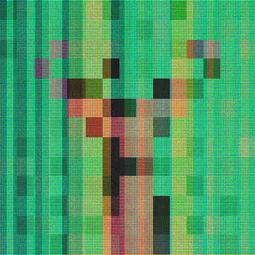 Full frame shot of pixelated deer on green background