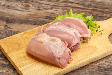 Raw chicken boneless and skinless leg