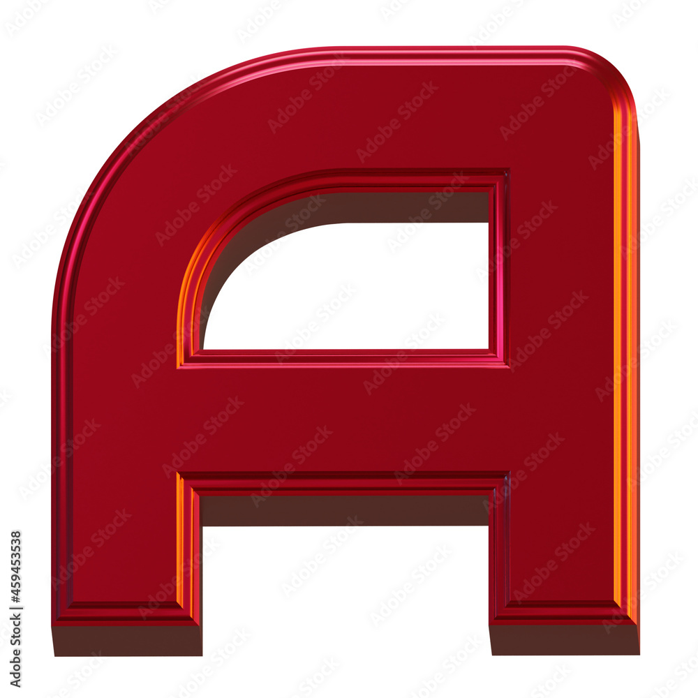 Fototapete letter a 3d render object metallic red color abstract illustration