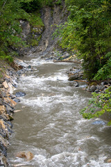 Vertical shot of a river in Liechtensteinklamm gorge in Pongau, Austria