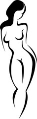 Stylized vector silhouette of a nude beautiful woman. Simplified body lines. Vector illustration